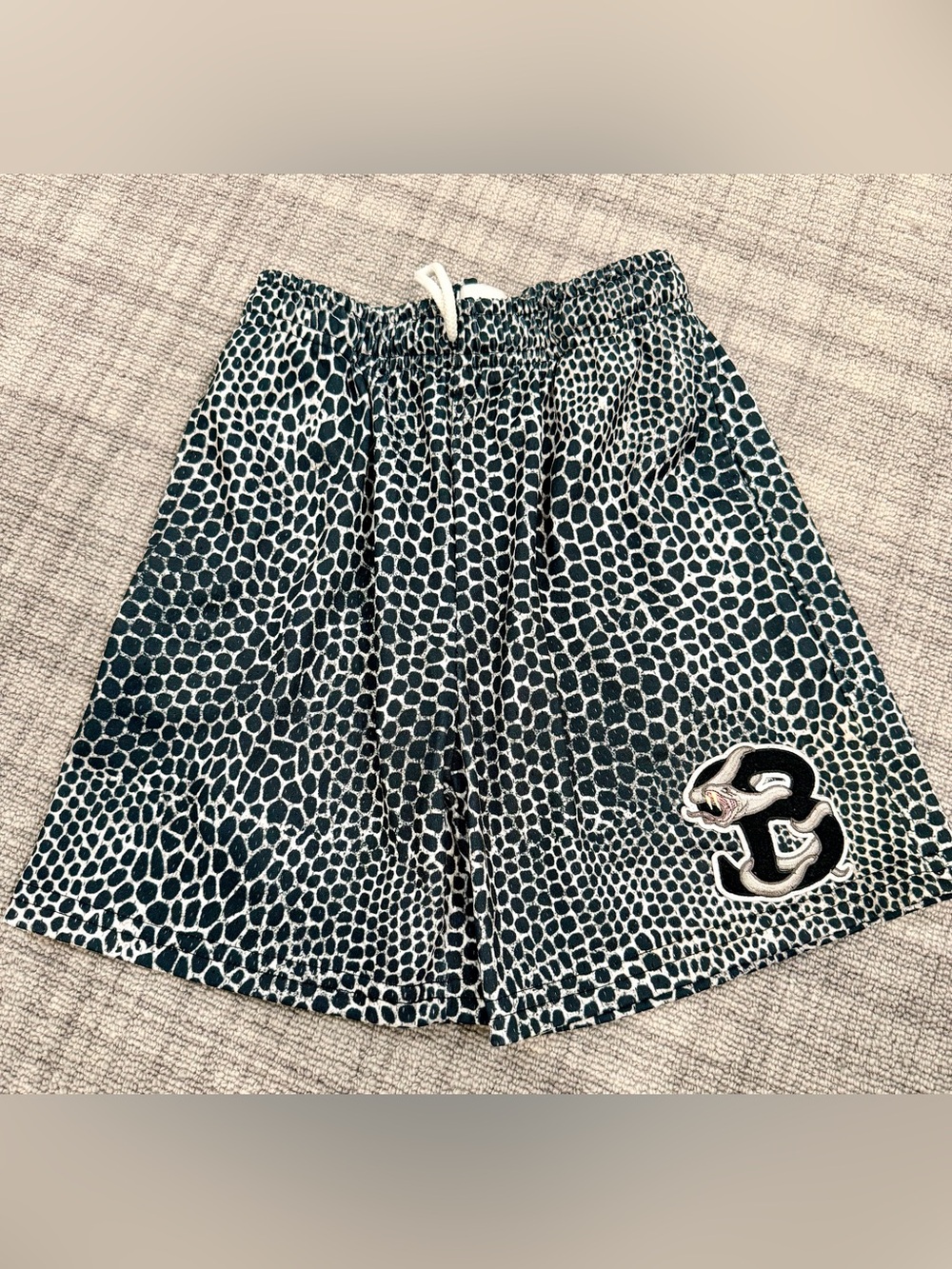 Kids Bucketsquad Black & White Cobra Patterned Shorts